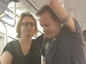 A photo of Kiefer Sutherland riding a hot TTC subway car that was posted on Twitter on Thursday, Sept. 9, 2016.