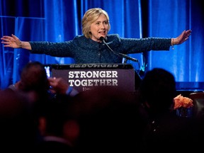 Democratic presidential candidate Hillary Clinton speaks at a LBGT For Hillary Gala at the Cipriani Club, in New York, Friday, Sept. 9, 2016. (AP Photo/Andrew Harnik)