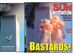 The Toronto Sun's Sept. 12, 2001 front page after 9/11