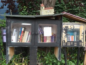 Mimi Golding's street side "little library" on Oxford Street in Hintonburg.