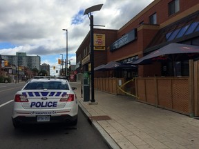 Police are investigating after a man was injured in a shooting on Rideau Street early Sunday morning, Sept. 11, 2016. (Ashley Fraser, Postmedia News)