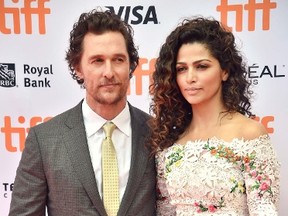 Matthew McConaughey, left, and Camila Alves arrive at the "Sing" premiere on day 4 of the Toronto International Film Festival at the Princess of Wales Theatre on Sunday, Sept. 11, 2016, in Toronto. (Photo by Evan Agostini/Invision/AP)