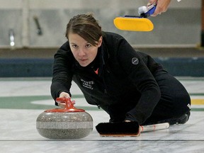 Casey Scheidegger was down 5-1 after three ends but managed a series of steals to eventually defeat Scotland's Eve Muirhead in extra ends at the HDF Insurance Shoot-Out at the Saville Centre on Sunday. (Larry Wong)