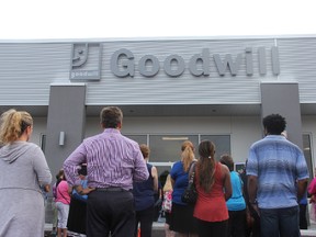 More than 100 people lined up for the grand opening of Strathroy’s Goodwill centre Thursday, Sept. 8. JONATHAN JUHA/ STRATHROY AGE DISPATCH/ POSTMEDIA NETWORK