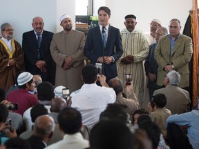 Canadian Prime Minister Justin Trudeau speaks to members of the muslim community in Ottawa, Monday September 12, 2016. THE CANADIAN PRESS/Adrian Wyld