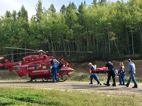 A 49-year-old woman was transported by STARS Air Ambulance to Edmonton on Sept. 8, 2016 who was impaled by a stick while riding an ATV near Windfall Rd. in Woodlands County and survived the incident.

Hannah Lawson | Whitecourt Star