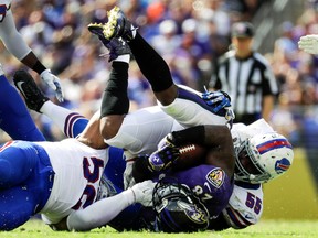 After losing to the Ravens on Sunday, the Bills are down to a pick’ em at home against the Jets on Thursday night. (AP)