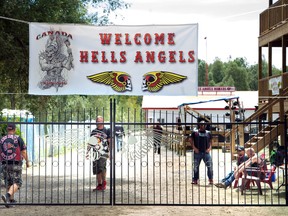 Hells Angels bikers outside the clubhouse in Carlsbad Springs in July.   Ashley Fraser/Postmedia
