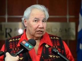 Justice Murray Sinclair, chair of the Truth and Reconciliation Commission of Canada speaks to media at the University of Regina on Wednesday Feb. 24, 2016. Sinclair was the keynote speaker at the U of R’s 2016 Woodrow Lloyd Lecture. MICHAEL BELL
