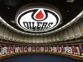 The new Edmonton Oilers dressing room at Rogers Place in Edmonton on Wednesday September 14, 2016. (Photo by Larry Wong/Postmedia)