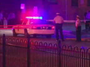 In this frame from video, police work at the scene of a shooting on Wednesday, Sept. 14, 2016, in Columbus, Ohio. Police in Ohio responding to a report of an armed robbery shot and killed a boy who they said pulled a gun from his waistband that was later determined to be a BB gun. (WSYX via AP)
