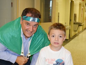 M. Luc Dalcourt, principal at École Notre-Dame in Hanmer, greets students. Supplied photo