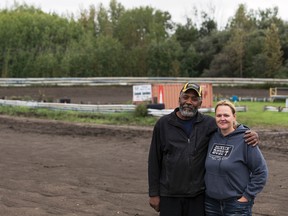 Sangudo Speedway president Brad Ellis (left) and secretary Nancy Herelein stand outside the racetrack on Sept. 3. The Sangudo Speedway marked its 25 anniversary this year.

Hannah Lawson | Whitecourt Star