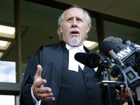 Brian Beresh, lawyer for Travis Vader, speaks to media outside the Edmonton courthouse on September 15, 2016 after a decision was handed down on the fate of Travis Vader.