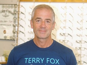 New Vision Optical's Brad Eggett shows off this year's Terry Fox t-shirt that is available for purchase for $20 at New Vision. This year's Wallaceburg Terry Fox Run will take place on Sept. 18. Registration starts at 9 a.m. with the run taking place at 10 a.m. This is the 36thyear that the run has taken place in Wallaceburg. Registration forms are available prior to the race at New Vision Optical.