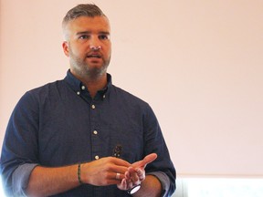 Loyalist College Photo
Trevor Mayoh, White Ribbon Canada’s project manager, discusses consent and violence against women at Loyalist College.