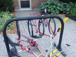 OPP are investigating after two donated bikes were stripped of their parts in early September while they were locked to a bike rack behind the Lennox and Addington Library in Napanee, Ont. Supplied Photo