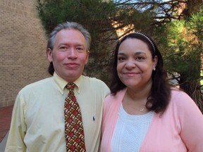 In a photo taken Sept. 9, 2016, William A. and Claire Rembis stand outside the Texas Tech University Law School in Lubbock, Texas. The couple is trying to regain custody of their 11 children after Texas child welfare officials took custody of them following allegations that include some of the children going into garbage bins to get scraps of food to eat.