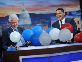 42nd President of the United States Bill Clinton (L) and Trevor Noah attend The Daily Show with Trevor Noah on September 15, 2016 in New York City. (Photo by Brad Barket/Getty Images for Comedy Central)