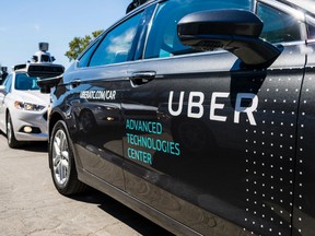 Pilot models of the Uber self-driving car are displayed at the Uber Advanced Technologies Center on September 13, 2016 in Pittsburgh, Pennsylvania. Uber launched a groundbreaking driverless car service, stealing ahead of Detroit auto giants and Silicon Valley rivals with technology that could revolutionize transportation. ANGELO MERENDINO/AFP/Getty Images