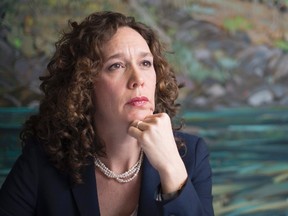 Tzeporah Berman pauses for a moment during a news conference in Vancouver, B.C. Monday, March 23, 2015. THE CANADIAN PRESS/Jonathan Hayward