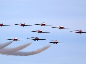 The Snowbirds were a big part of the London Air Show's hour of power Friday afternoon in London, Ont. on Friday September 16, 2016. Their show featured both full squad and solo maneuvers. Mike Hensen/The London Free Press/Postmedia Network