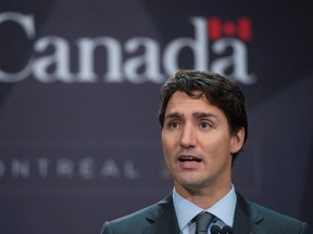 Prime Minister Justin Trudeau responds to a question during the closing news conference at the Global Fund conference Saturday, September 17, 2016 in Montreal.  THE CANADIAN PRESS/Paul Chiasson