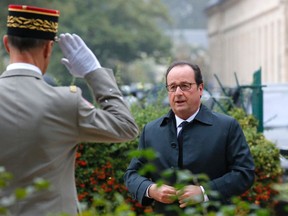 French President Francois Hollande arrives to a ceremony for victims of terrorism in Paris, Monday Sept.19, 2016. Hollande presides over a national ceremony to pay tribute to victims of terrorist attacks including that targeting Nice on Bastille Day. (AP Photo/Michel Euler, Pool)