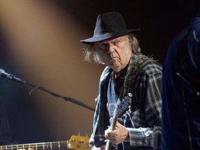 Musician Neil Young performs onstage at the 4th Annual Light Up The Blues at the Pantages Theatre on May 21, 2016 in Hollywood. (Kevork Djansezian/Getty Images)