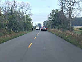 Niagara Regional Police block off Pinecrest Road in Port Colborne in this September 2016 file photo after the attempted armed robbery of a licensed medical marijuana grow-op. A Port Colborne man faces drug charges after police executed a warrant on March 23 at the grow-op