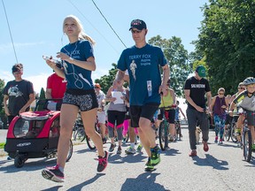 About 40 people came out for the 34th annual Goderich Terry Fox Run Sunday, Sept. 18, raising over $6,400. Since the event was first held in Goderich, it has raised over $170,000 towards cancer research. Organized by the Kinettes, with help from the Kinsmen, its president, Kim Edward, said the amount of money raised in the 34 years by Goderich is “absolutely phenomenal.”  (Darryl Coote/Goderich Signal Star)