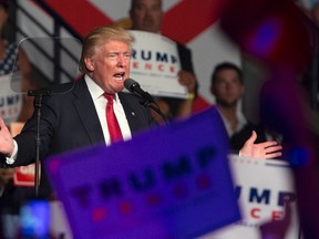 Republican presidential candidate Donald Trump speaks during a campaign rally at Germain Arena, Monday, Sept. 19, 2016, in Ft. Myers, Fla. (AP Photo/ Evan Vucci)