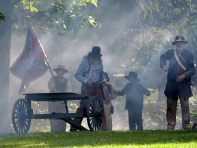 Bob Strawhorn's volley gun mowed down the Federal line Sunday in Otterville. (CHRIS ABBOTT/TILLSONBURG NEWS)