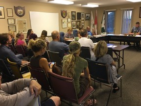 The Township of Adelaide Metcalfe held a public meeting on Monday, Sept. 19, to receive input from the community regarding a proposed bylaw. More than 25 people attended the meeting to show their discontent with the proposed measure. JONATHAN JUHA/ STRATHROY AGE DISPATCH/ POSTMEDIA NETWORK