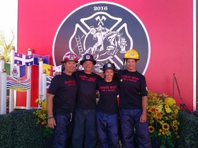Submitted photo
The Quinte West Firefit team of  Ryan McNaught, team captain Greg King, Taylor Wardhaugh and Kobi Whitney competed at the Scott Firefit national championships held in spruce Meadows, Calgary AB from Sept. 14-18