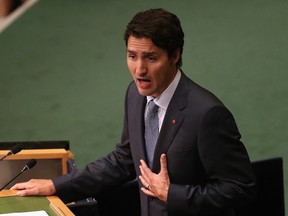 Prime Minister Justin Trudeau addresses the United Nations General Assembly on September 20, 2016 in New York City. (John Moore/Getty Images)