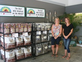 Controller Charlene Smith and Sales Associate Katie Jurjens pose in Sun Country Retail on Victoria Street. (Justine Alkema/Clinton News Record)