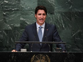 Justin Trudeau addresses the United Nations General Assembly