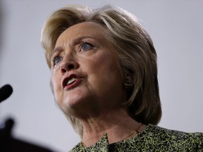 In this Sept. 19, 2016 file photo, Democratic presidential candidate Hillary Clinton speaks in Philadelphia. Struggling to break away from Donald Trump, Clinton is sticking to her conventional playbook against her unconventional opponent: loading up on TV ads, focusing on getting out the vote and preparing for next week's debate. (AP Photo/Matt Rourke, File)