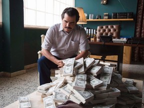 This image released by Netflix shows Wagner Moura as Pablo Escobar in the Netflix Original Series "Narcos." (Handout photo)