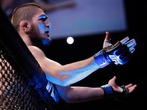 Khabib Nurmagomedov (pictured) could face 155-pound champion Eddie Alvarez in Toronto at UFC 206 in December. (Andre Penner/AP Photo/Files)