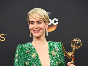 Actress Sarah Paulson, winner of Best Actress in a Mini-Series or Movie for The People v. O. J. Simpson: American Crime Story, poses in the press room during the 68th Annual Primetime Emmy Awards at Microsoft Theater on September 18, 2016 in Los Angeles, California. (Frazer Harrison/Getty Images)