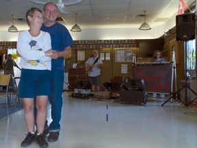 Dr. Roy Lomas gives Monique Goudreault a spin while dancing to sibling duo Harry and Debbie Busby of The Crippled Ducks Sunday afternoon from the Goderich Legion. (Darryl Coote/The Goderich Signal Star)