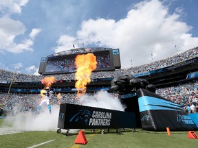 Jonathan Stewart of the Carolina Panthers takes the field before their game against the San Francisco 49ers at Bank of America Stadium on Sept. 18, 2016 in Charlotte. (Streeter Lecka/Getty Images)