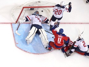 Ben Bishop of Team USA is beaten on a goal resulting from a goalmouth scramble by Milan Michalek of Team Czech Republic during the World Cup of Hockey tournament at the Air Canada Centre on September 22, 2016 in Toronto, Canada. (Tom Szczerbowski/Getty Images)