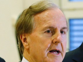 In this Monday Jan. 18, 2016 file photo, U.S. Rep. Robert Pittenger, speaks to the media at the Landstuhl Regional Medical Center in Landstuhl, Germany. Pittenger, a Republican congressman who represents the Charlotte area said Thursday that people are protesting in the city because they "hate white people." (AP Photo/Michael Probst, File)