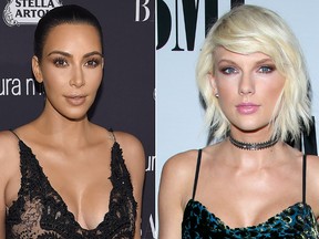 Kim Kardashian and Taylor Swift. (Getty Images)