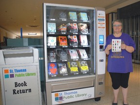 You won't find potato chips in Elgin Mall's newest vending machine – no chocolate bars or soft drinks either. St. Thomas Public Library's very first self-serve lending kiosk - demonstrated by friends of the library volunteer Genevieve Crabe - opened for business Wednesday morning and has already got people talking -- and reading.