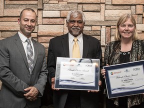 Bluewater Health Chief of Professional Staff Dr. Mike Haddad is pictured with Patients’ Choice Award recipients Dr. Anthony Lena and Dr. Susan Mather.  (Submitted)