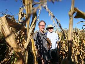 Ed Gregorich, Soil Scientist and Malcolm Morrison (R), Research Scientist could see their work destroyed if the Ottawa Hospital builds on Field no 1 of the central experimental farm in Ottawa. Jean Levac/Postmedia